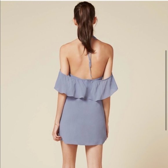 {reformation} lila draped shoulder dress - Picture 3 of 4